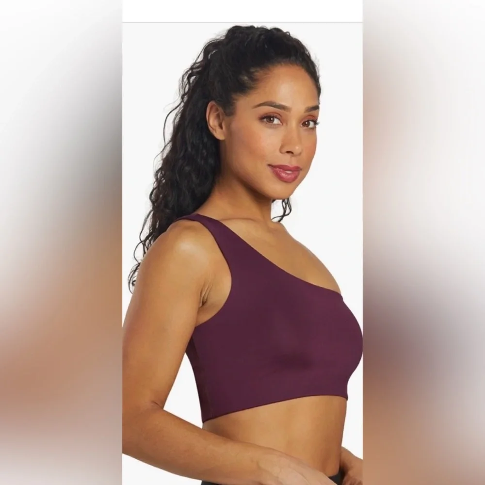 NWT. Girlfriend Collective. One-Shoulder Bianca Bra. Purple. Size Small.